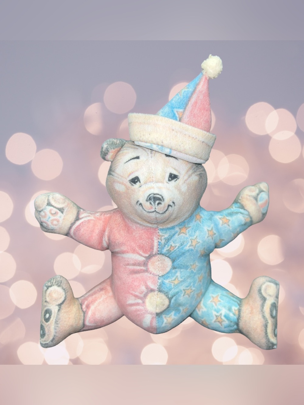 Vintage The Toy Works Beanie Stuffed Sleepy Time Teddy Bear Made In USA